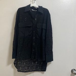 Lace Button Down